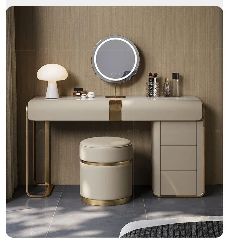 Light luxury makeup table small apartment walnut marble fashionable modern designer high-end simple new model