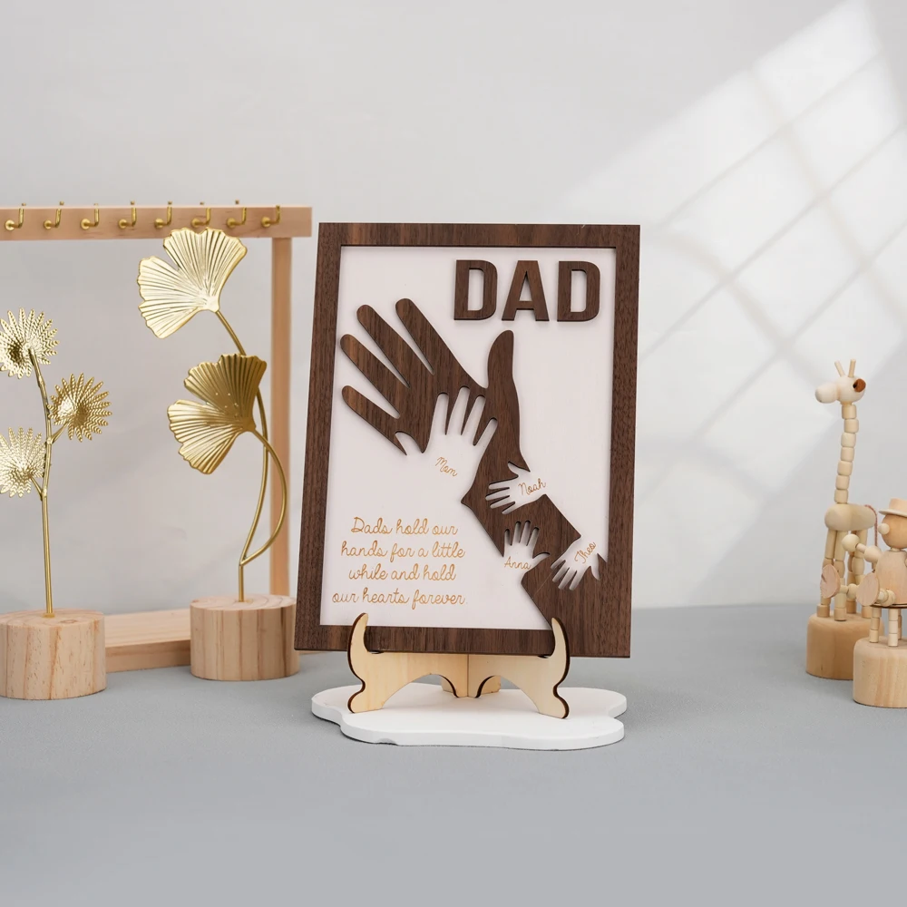 Personalized Father's Day Gifts, Custom Father's Day Gifts, Wooden Plaques Engraved Names for Dad Grandpa Wood Sign