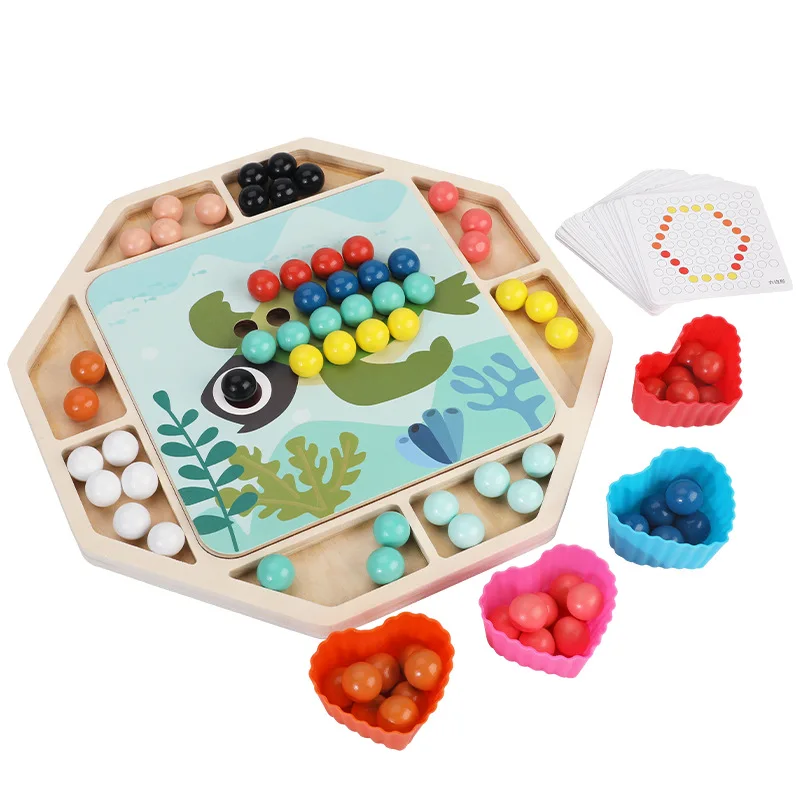 NUOVO cucchiaio educativo in legno Montessori in legno giocattoli precoci clip gioco di perline esercizio per bambini utilizzando puzzle di allenamento regali per bambini