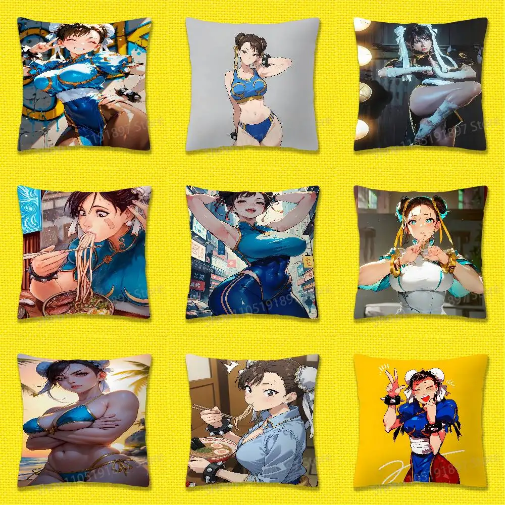 

S-Street F-Fighter Chun Li Throw Pillow Case For 50x50cm 30x30cm 55x55cm 45x45cm 40x40cm Square Bed Pillowcase Cover