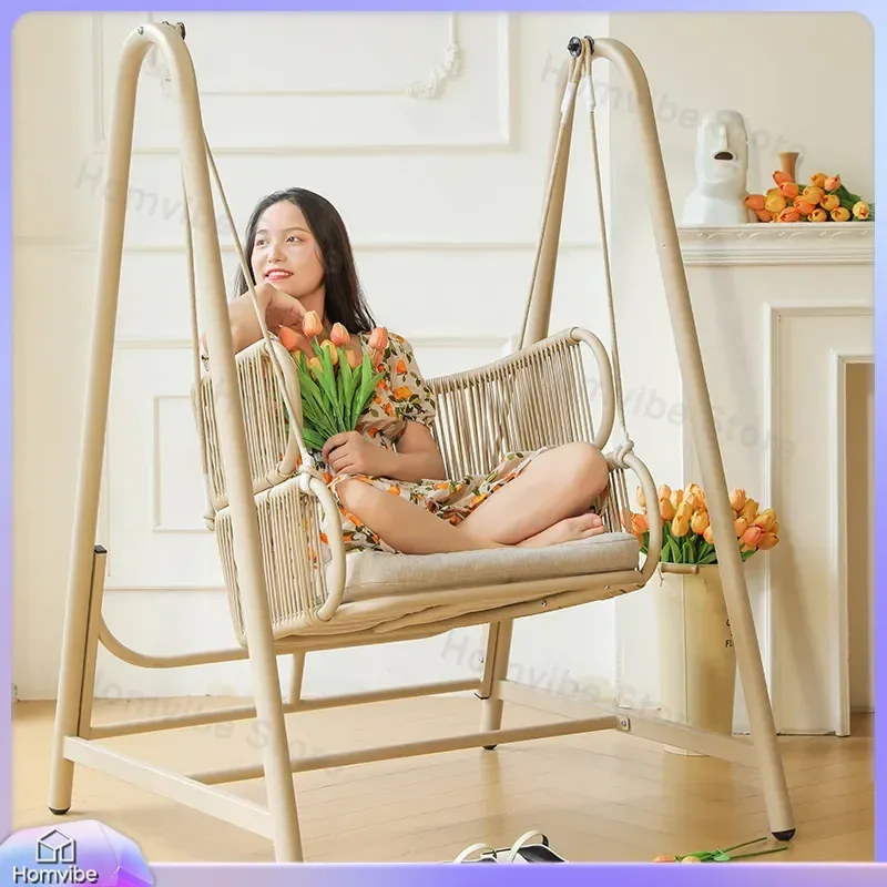 Outdoor Hanging Chair Patio Swing Single Hammock Cradle Rocking Seat Balcony Garden Furniture Indoor Home Leisure Decor