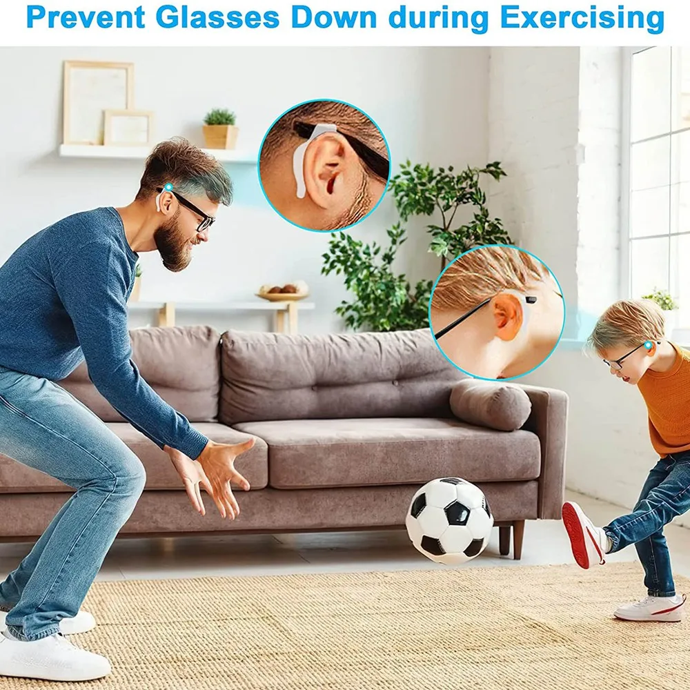 ABAH-12 Pairs Eyeglass Ear Grip, Anti-Slip Eyeglass Holder, Silicone Eyeglass Ear Hook, Eyeglass Temple Tips Sleeve Retainer