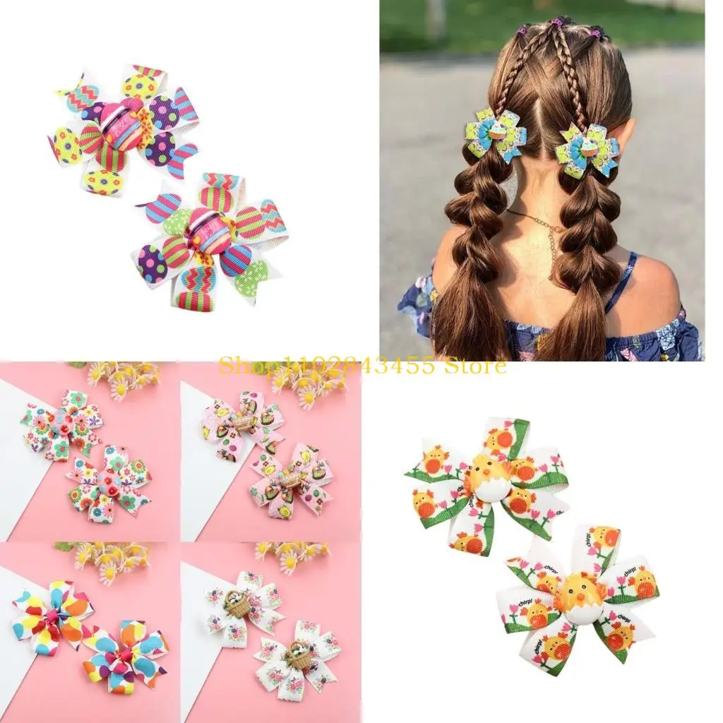 

49MC Comfortable Easter Themed Hair Clip With Rabbit And Egg Decors Holiday Theme Hairpin Spring Festival Hair Clip for Kids