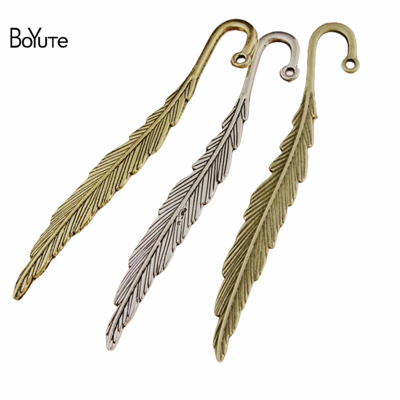 BoYuTe (30 Pieces/Lot) 80*13MM Alloy Feather Bookmark Hair Stick Dual Use Diy Accessories