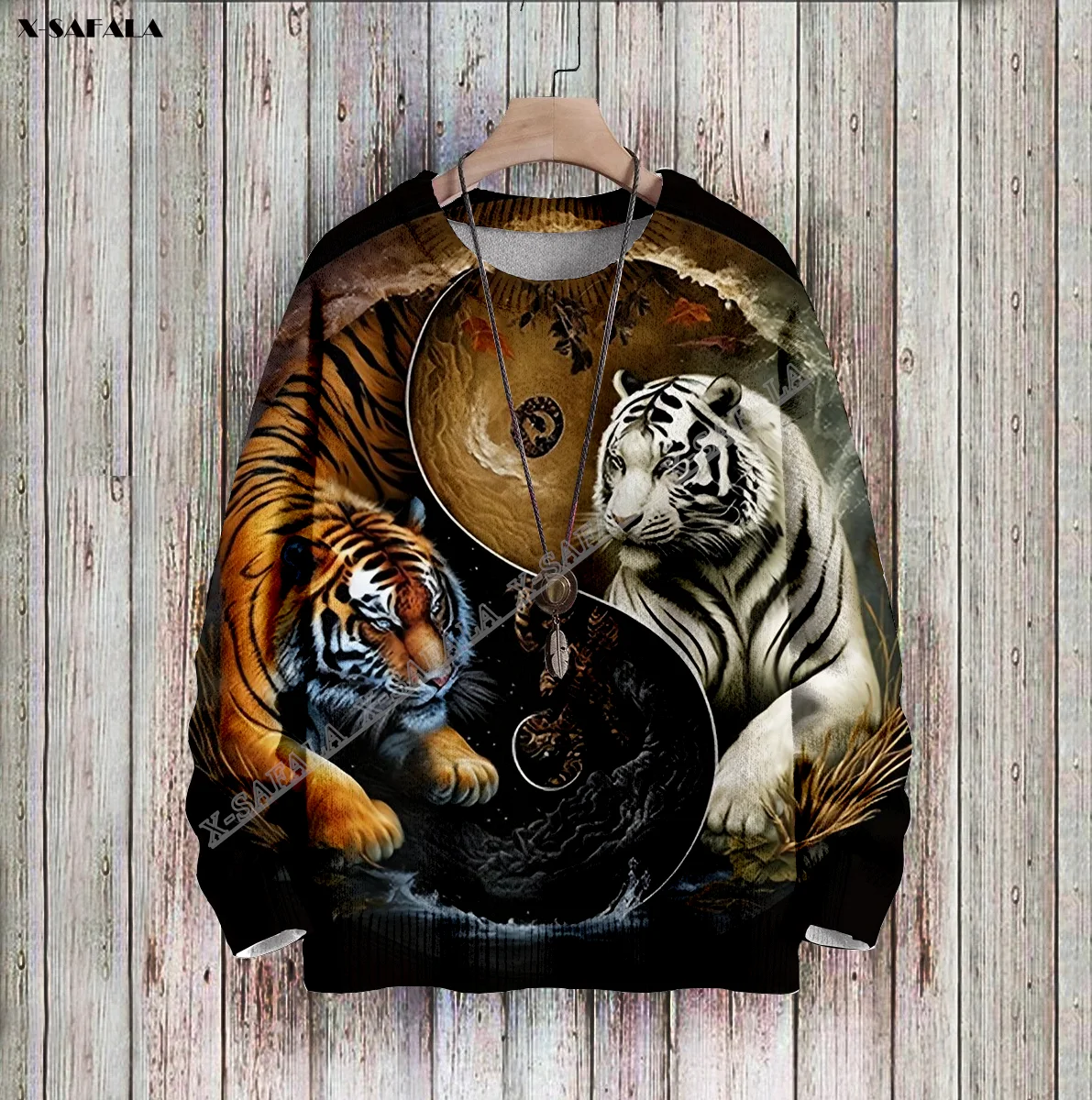 

Korea Tiger Yin Yang Dragon Samurai 3D Printed Ugly Sweater Christmas Gift Men Female Winter Knitted Cotton Xmas Warm