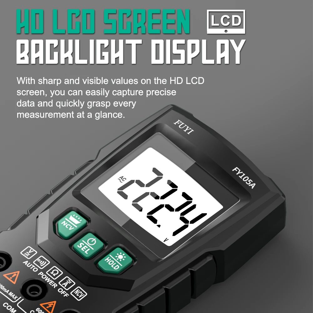 MASTFUYI FY105A 4000 التهم مقياس متعدد رقمي احترافي صغير التيار المتناوب/تيار مستمر جهاز قياس الجهد الكهربائي السيارات فاحص التيار الكهربائي أداة #5