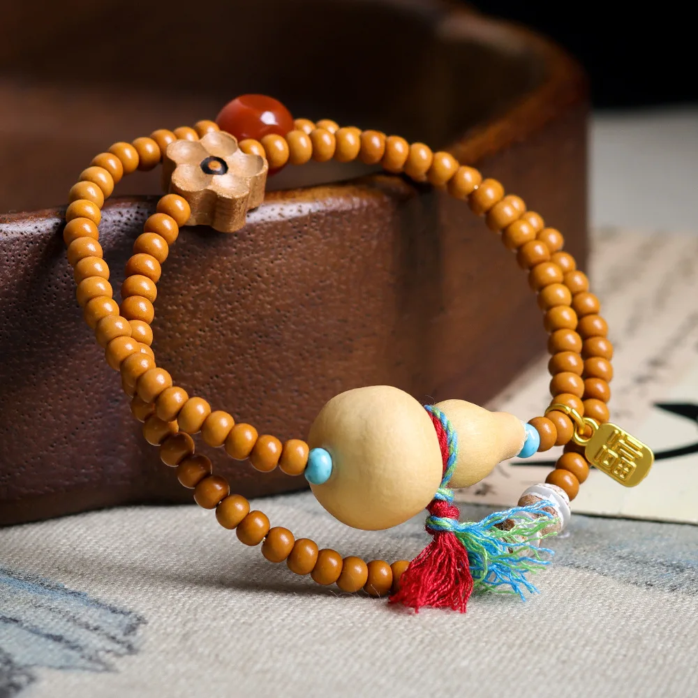 Original Design Olive Pit Multi Wrap Bracelet Wenwan Small Calabash Peach Wood Agate New Chinese Style Bracelet Gifts