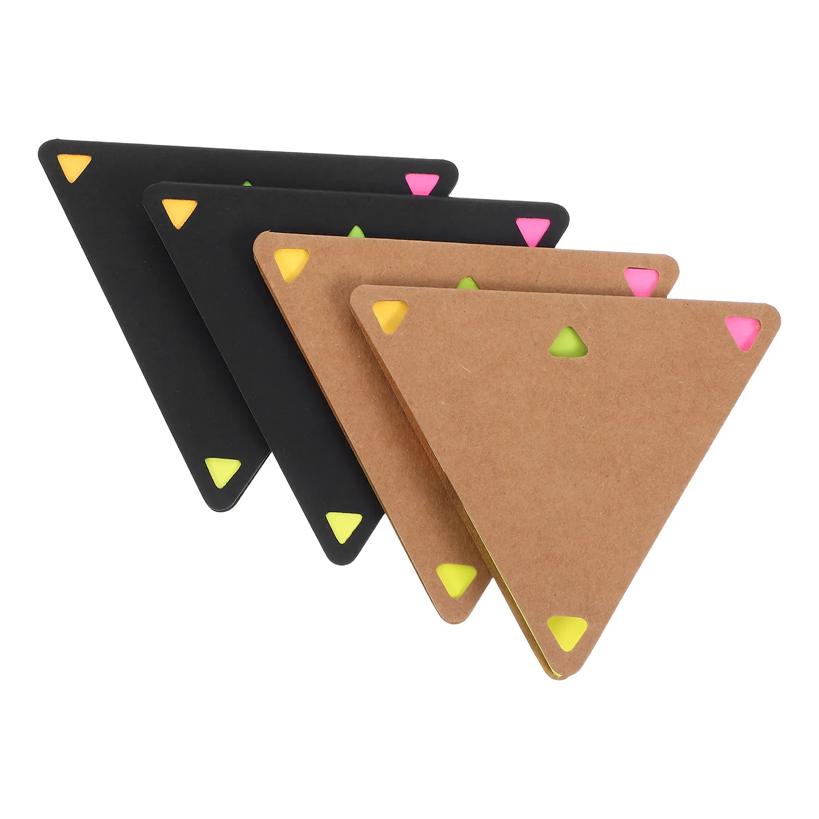 

4Sets Colorful Triangular Notepad Set Tear-Resistant Pet Material Memo Pads for Office Desk Study Use Easy-to-Find Reminder
