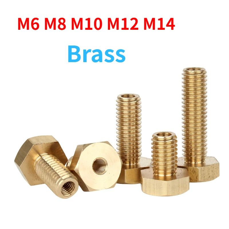 1-20pcs M6 M8 M10 M12 M14 Brass Outer Hex Internal And External Threads Bolt Hollow Helical Nut Connectable Screw