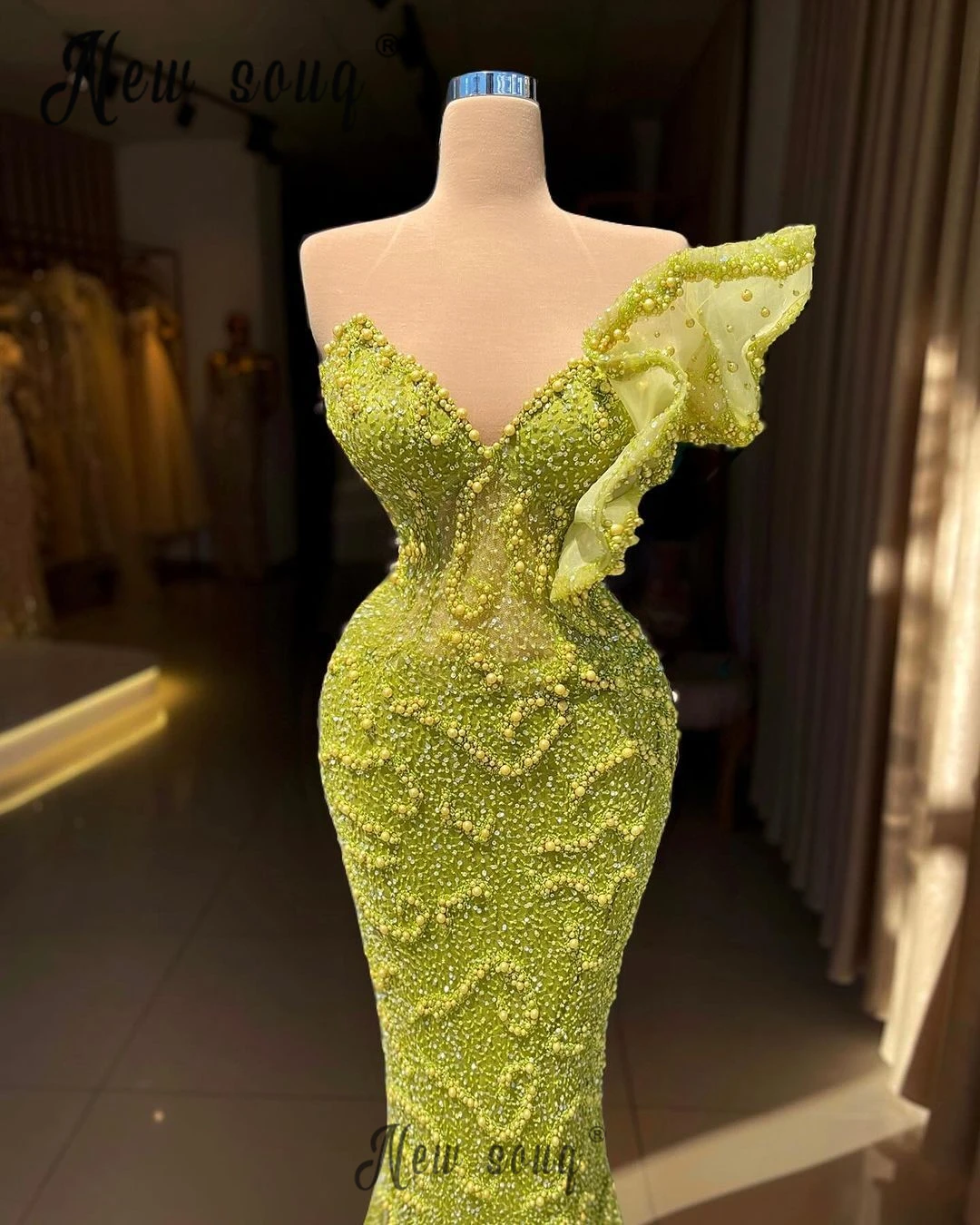 Fashion Sage Green 2024 Party Dress Ruffles Mermaid Sheath Dress for Girl Women Luxury Wedding Guest Night Gowns Bride Prom Gown