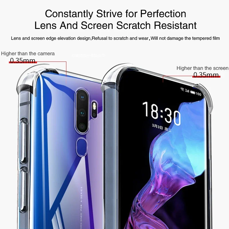 Clear Silicone Phone Case for OPPO A11 A11X A5 A9 2020 Luxury Airbag Soft Transparent Anti Knock Simplicity Original Back Covers