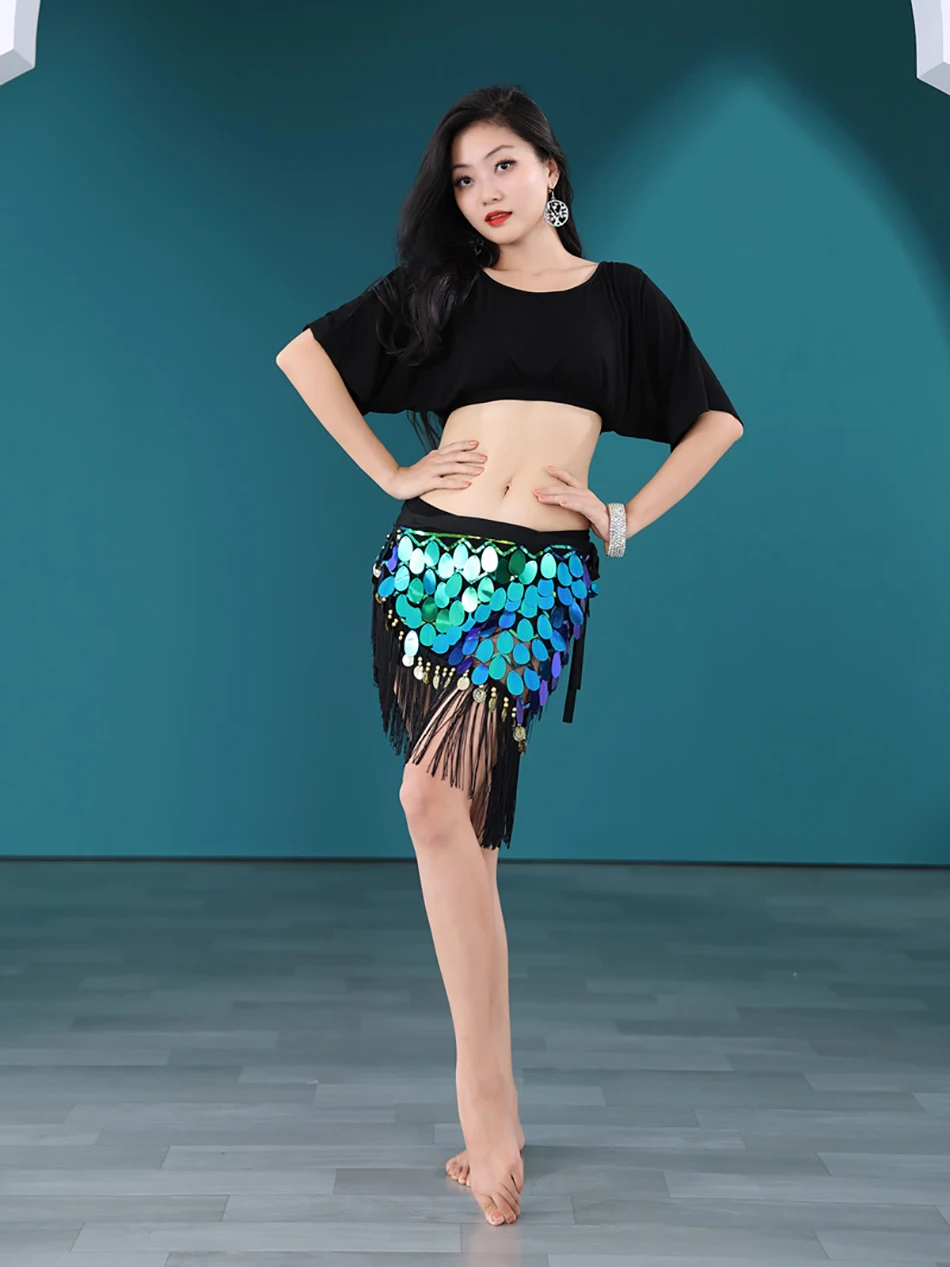 الرقص الشرقي وشاح الورك للنساء مثير شرابة الترتر الورك الخصر حزام على شكل سلسلة مرحلة الأداء الزي الرقص الشرقي اكسسوارات