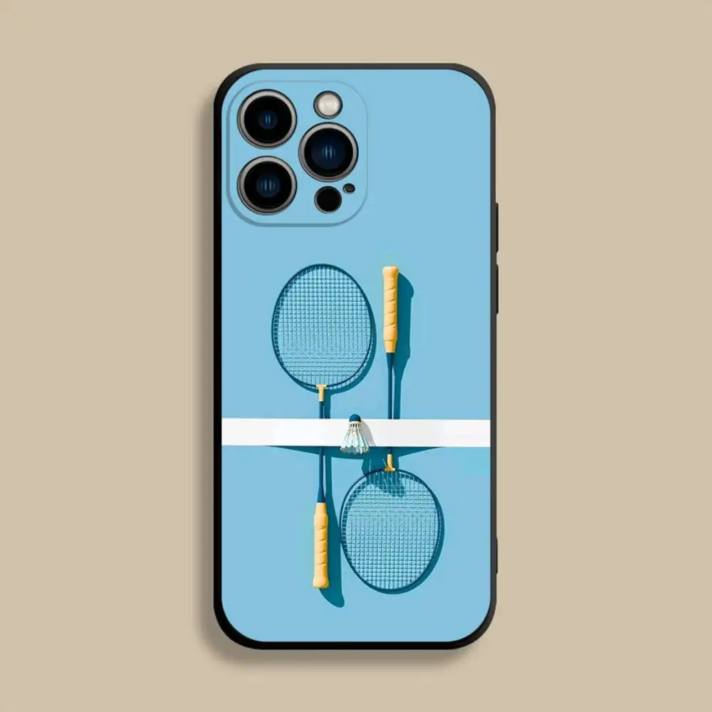 حافظة هاتف رياضية رائعة لتنس الريشة لهاتف آيفون 17,16,15,14,13,12,Pro,Max,Plus,E,SE4,Air,غطاء ناعم أسود صغير