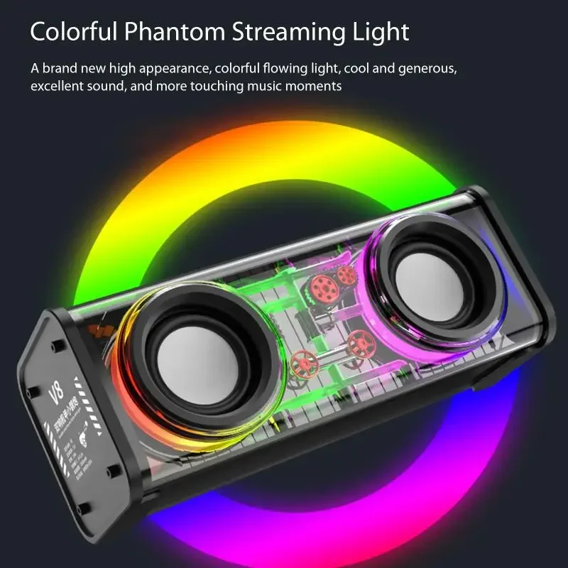 With RGB Lights Bluetooth Speaker Stereo Surround Portability Original Mini Bluetooth Speaker 5.3 Outdoor Subwoofer Caixa De So