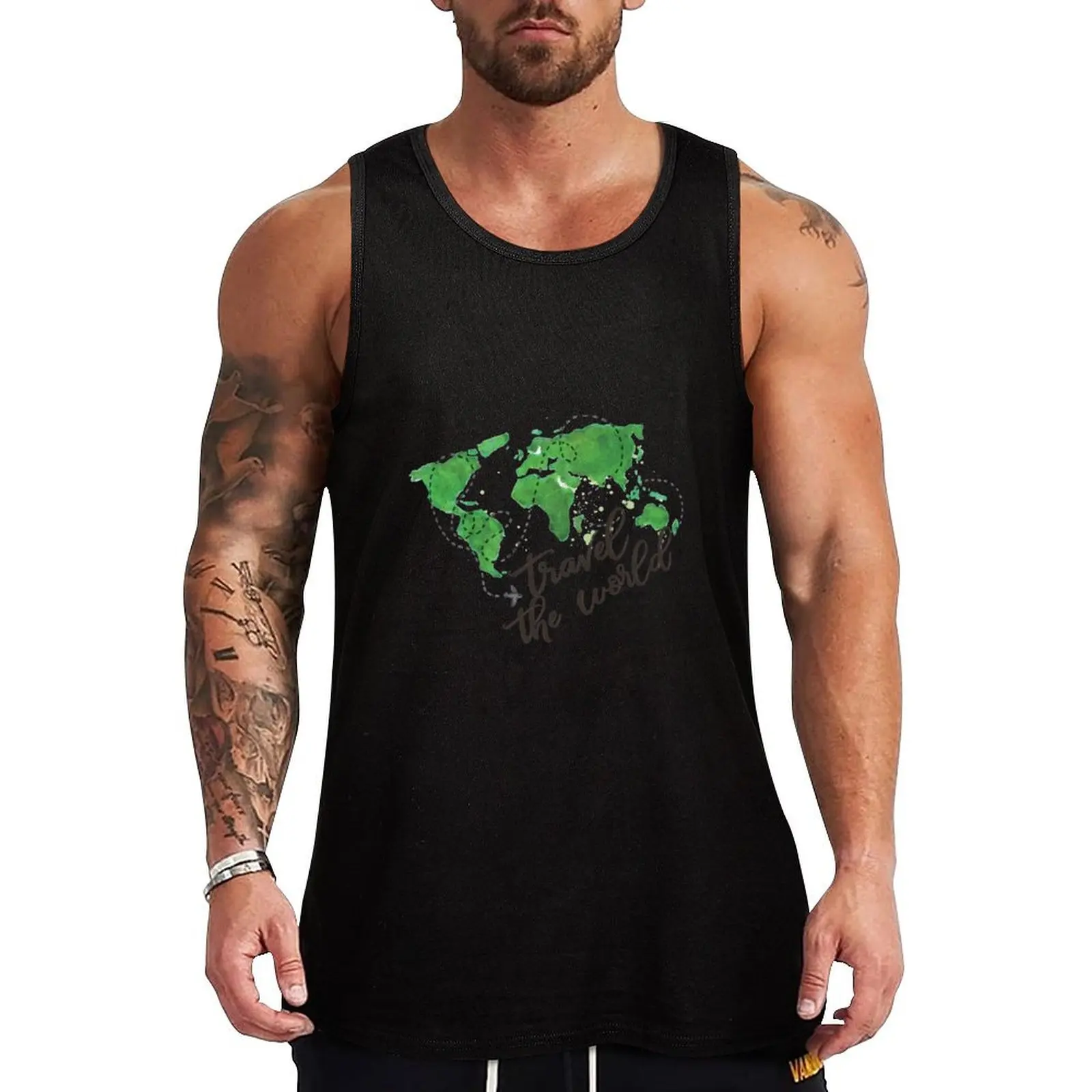 Travel the world Tank Top fitness Vest gym men