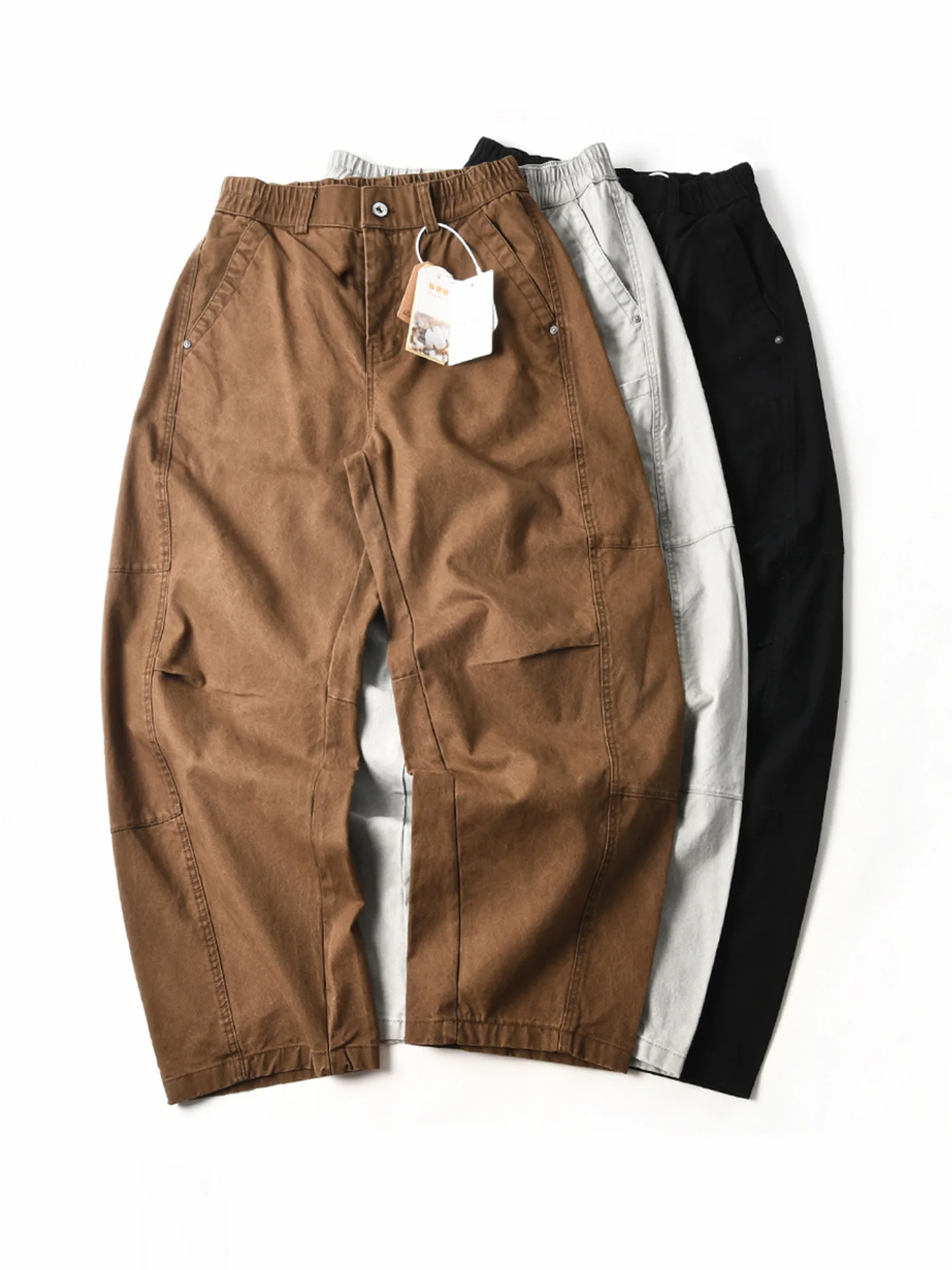 Retro American Style Pure Cotton Loose Wide Leg Straight Cut Trousers Men's Casual Fashion Autumn Trend Workwear Trousers