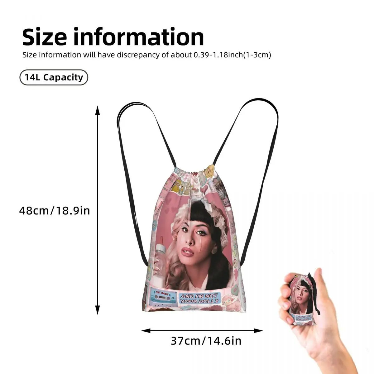 Melanie Martinez Product Drawstring Backpack hiking cycling Bag Lightweight Foldable Storage Drawstring Bag for Men Women