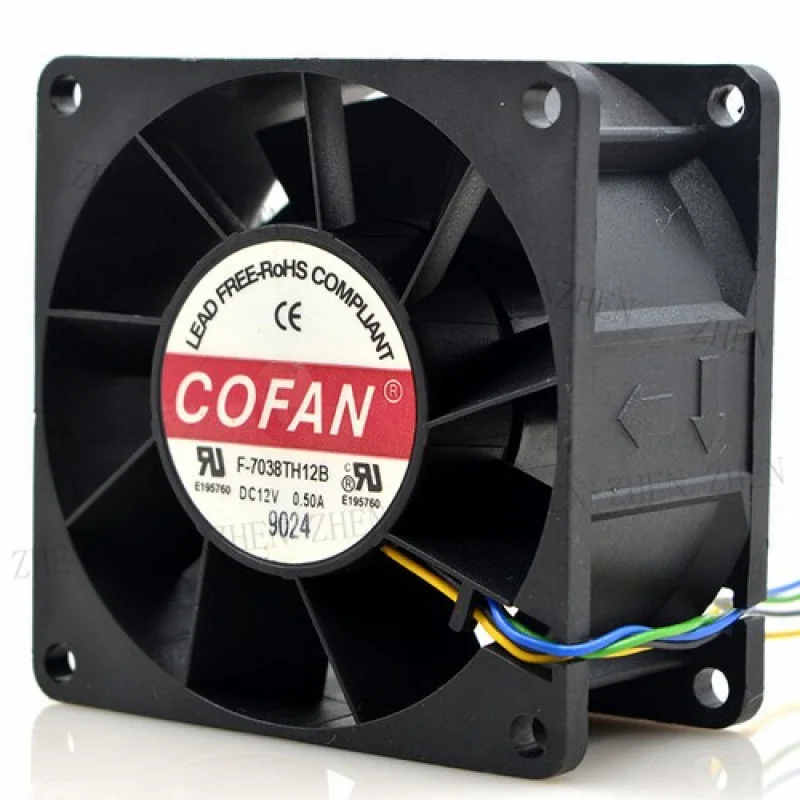 Y 1 Pc. New for  F-7038TH12B 12V 0.50A 7038 7CM 4-wire cooling fan