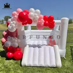 12ft Kids Birthday Gift White Bounce House Indoor Outdoor Softplay Inflatable White Castle Bouncer with Blower Customization