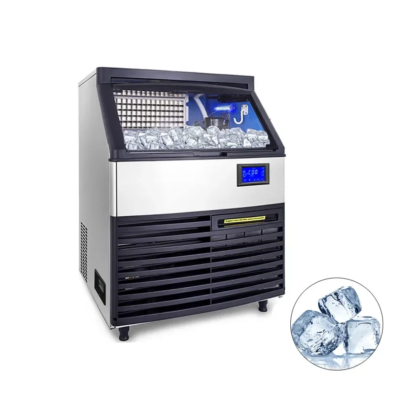 Industrial Gourmet Ice Cube Machine Clear Ice Maker Home Hotel 100kg 140kg Storage Capacity