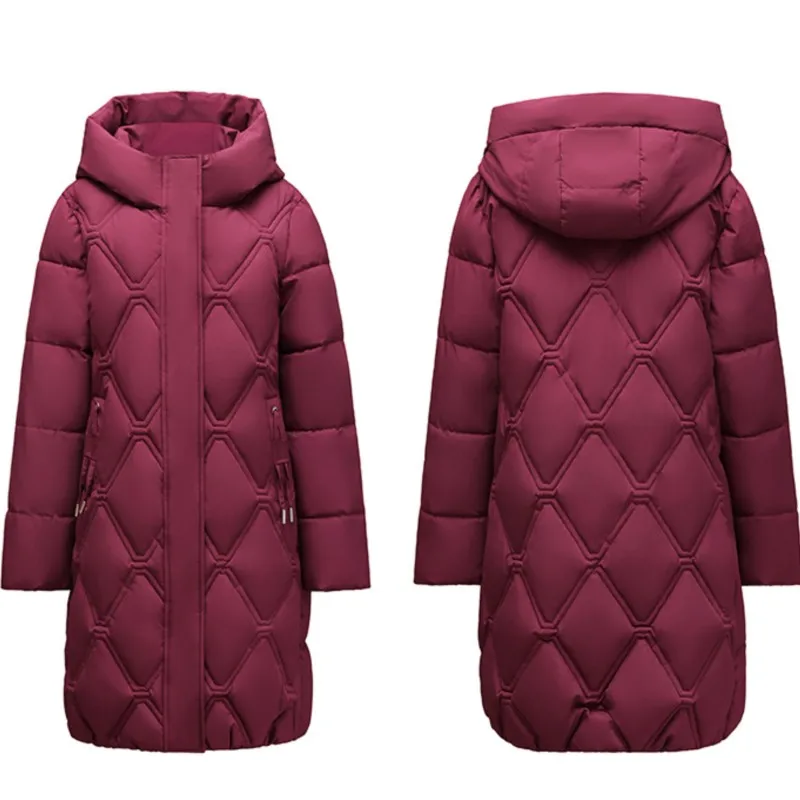 

2025 Women's Plus Size Korean Style Long Puffer Coat Thickened Warm Down Filling for Mature Oversized Mid-Length Winter Outwear