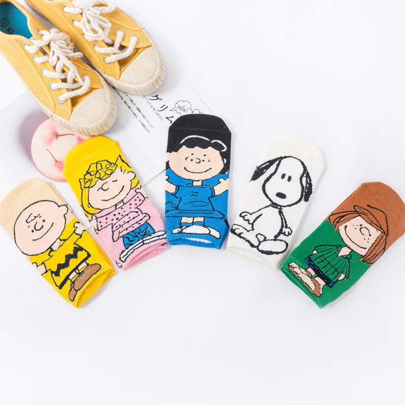 Snoopy Charlie Brown Summer Thin Socks Girl Fashion Comfortable Ins Style Cartoon Kawaii Anime Cute Cotton Boat Socks