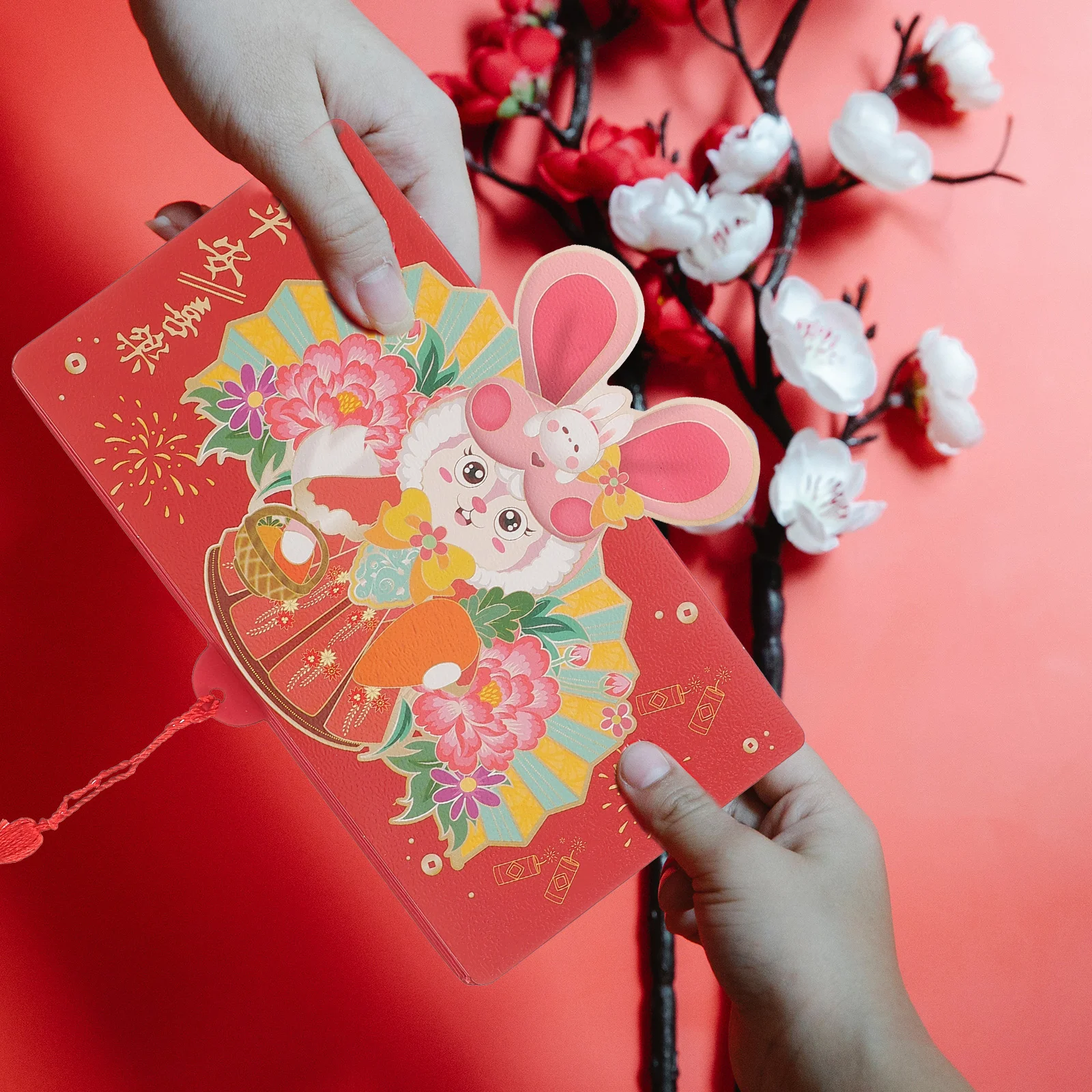 4 Pcs Year of The Rabbit Folding Red Packets Gifts Chinese Envelope Luck Money Bag Pouch for Creative Paper Cartoon