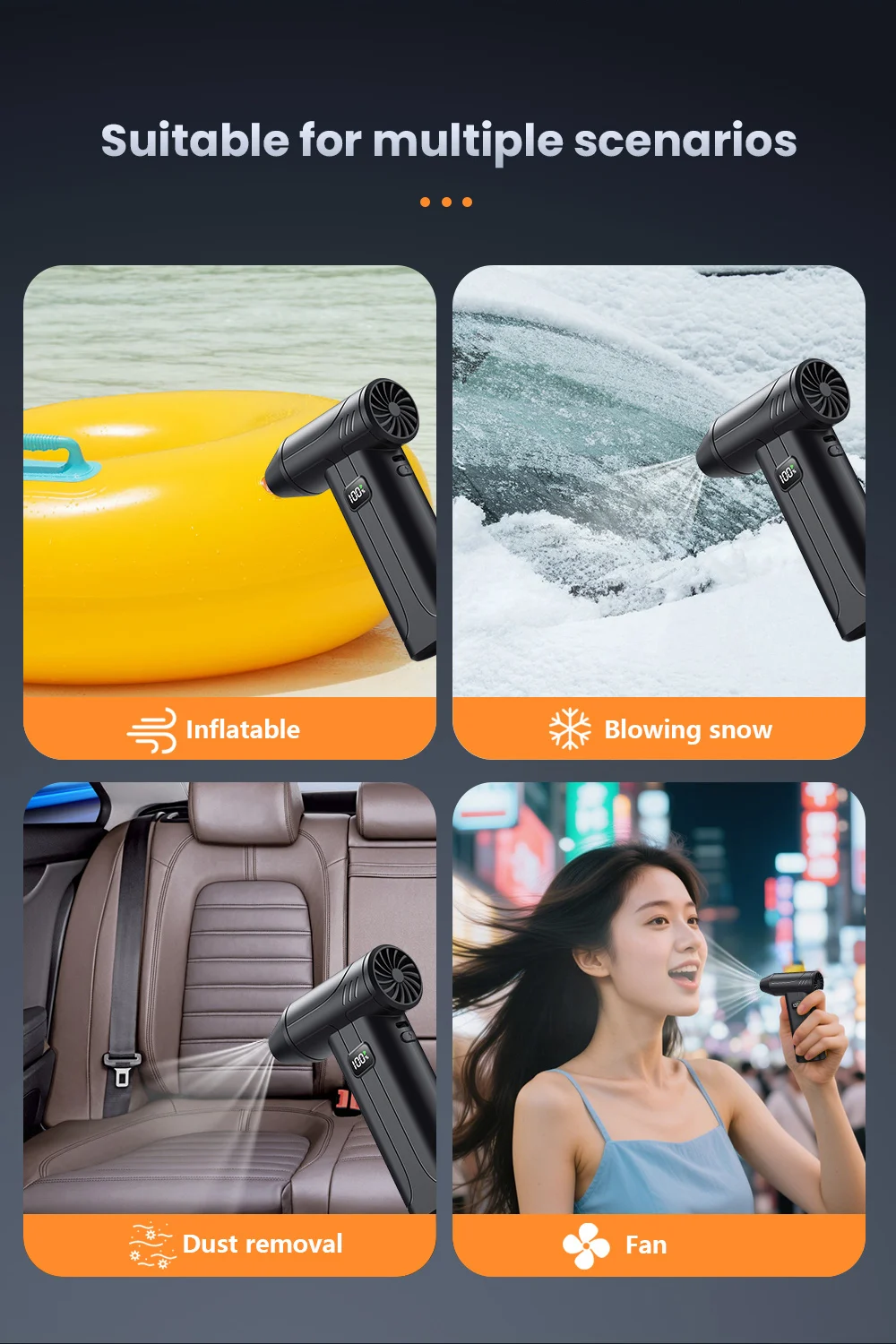 

Мини-турбореактивный вентилятор, 990000 об/мин, электрическая воздушная тряпка, регулируемая скорость ветра, турбо-сильный вентилятор, перезаряжаемый с подсветкой для чистки автомобиля