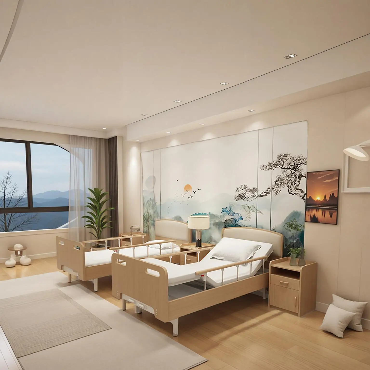 

Senior-friendly furniture, elderly, family, nursing home, manual, with guardrail, solid wood