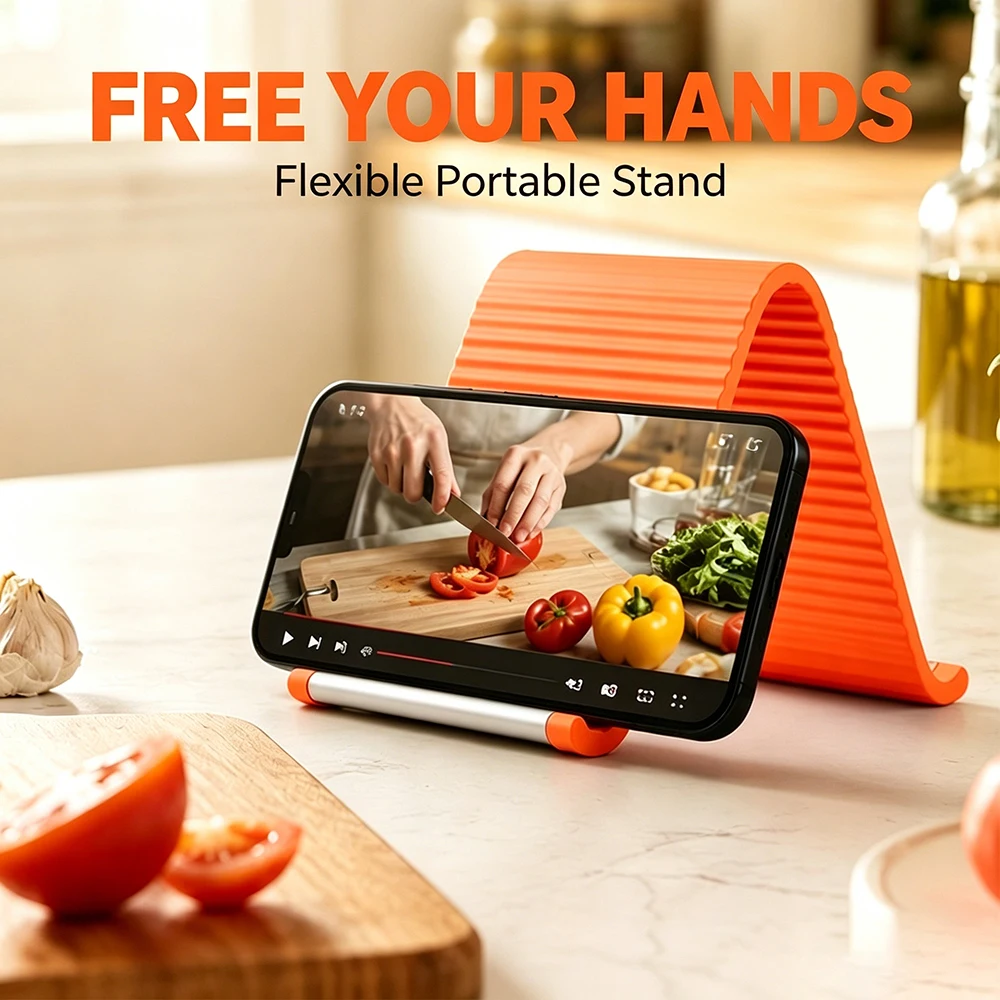 

Flexible Silicone Phone Stand Foldable Portable Travel Holder Anti-Slip Desktop Tablet Laptop Lazy Bracket Adjustable Angle