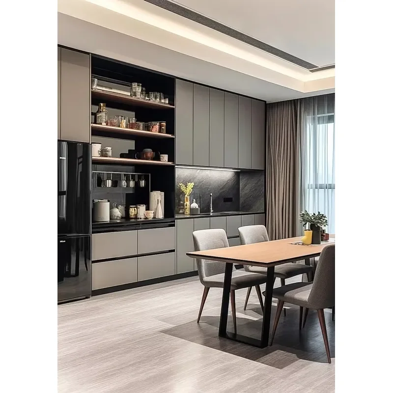 Small Apartment Minimalist Custom Kitchen Cabinet with Optimized Spatial Layout, Multi-layer Partition, Save Space