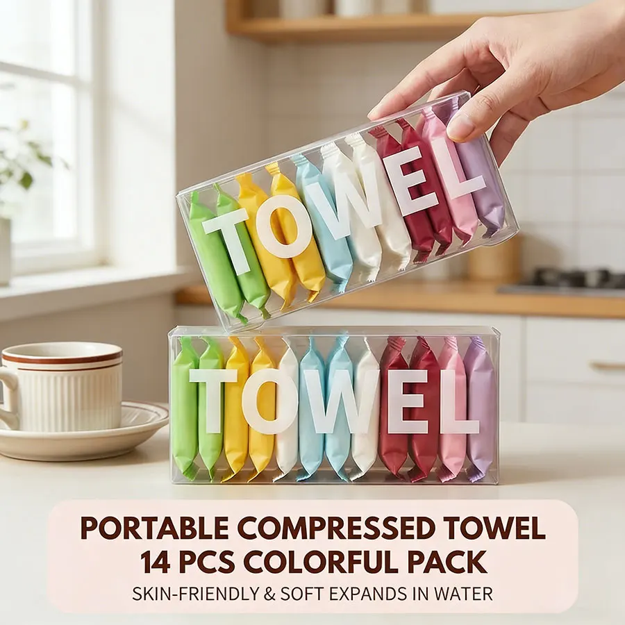 14Pcs Disposable Face Towels – Thickened Compressed Cleansing Towels for Travel, Beauty Care & Daily Home Use
