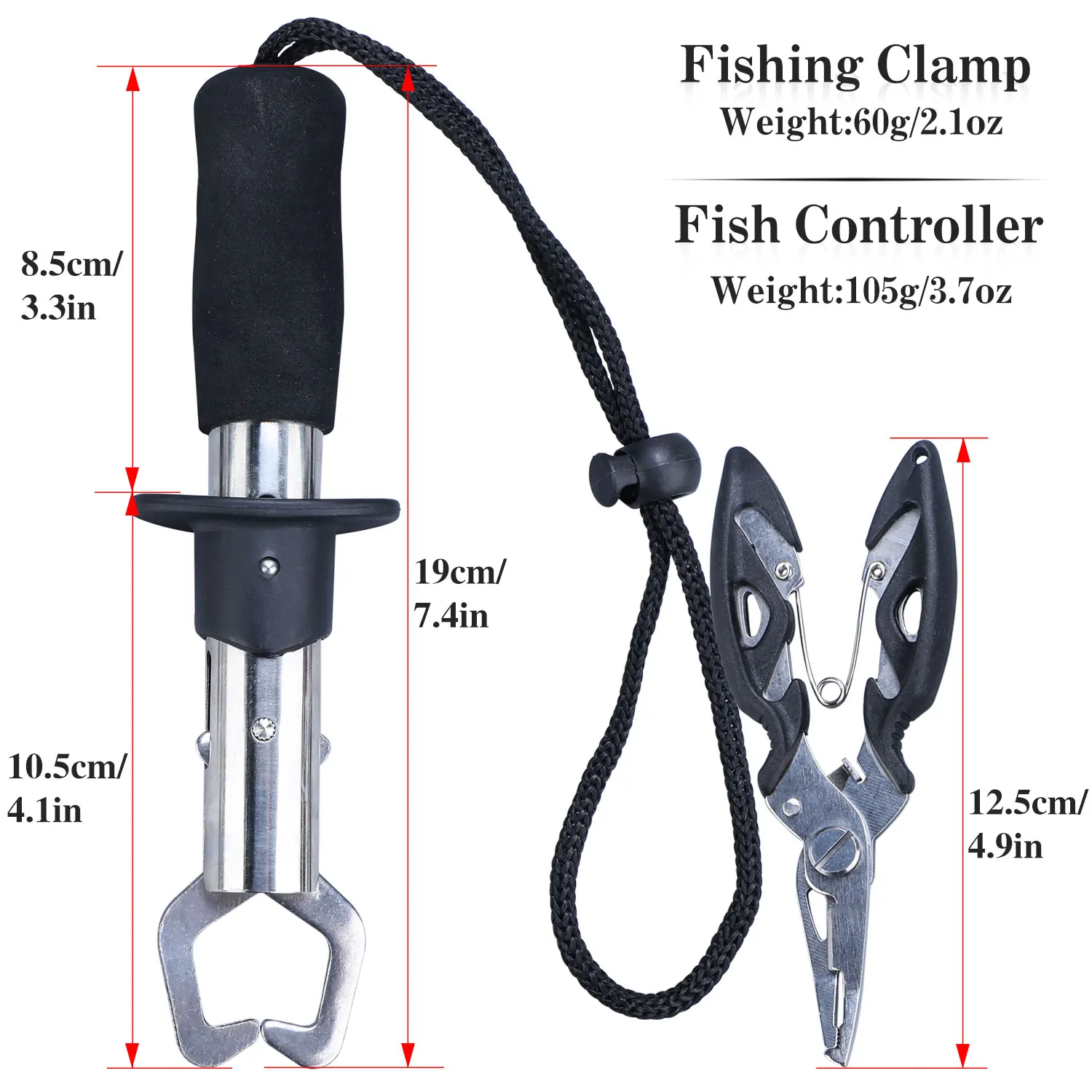 Sougayilang Fishing Tongs and Stainless Steel Fish Hook Remover Fish Controller Set High-quality Fishing Gear Tools Pesca