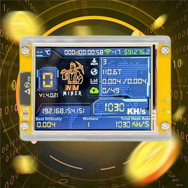 Nerdminer + 4 emplacements support amélioré 4X 1030KH/S Bitcoin Crypto Miner 2.8 pouces Loterie d'affichage intelligent