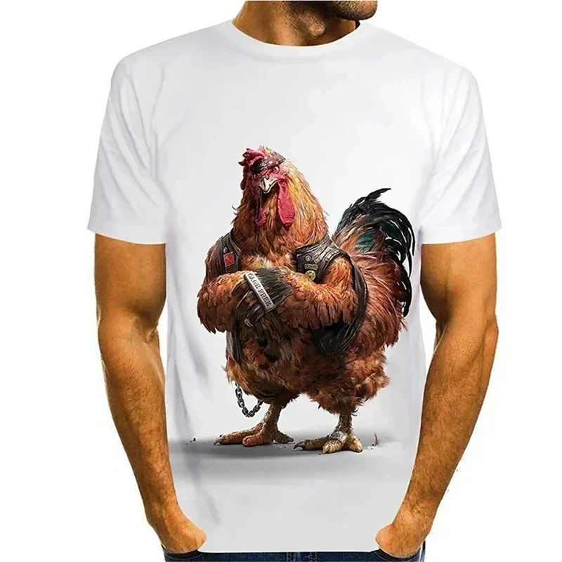 Fun Animal Chicken Pattern 3D Print T-Shirts Summer Men Women Short Sleeve T Shirt Oversized Harajuku Y2k Tees Tops Kid Clothing