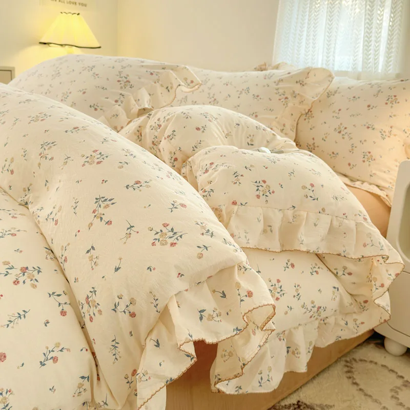 Bonenjoy Lace Duvet Cover Printed Home Quilts Cover Ruffles Comforter Covers Adults Kids Room Bedding (Pillowcase Need Order)