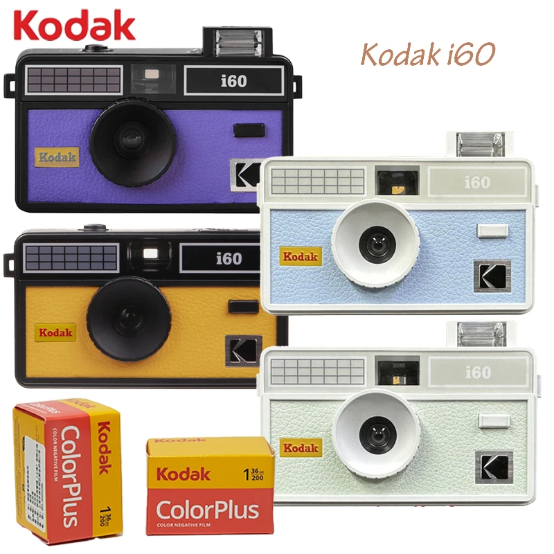 Viene con película Kodak ColorPlus 200 opcional, cámara de película Kodak i60 Fool 135, cámara de película retro, cámara no desechable con flash.