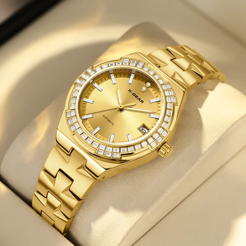 X-GEAR New Classic Women's Steel Belt Women's Watch Fully Automatic Mechanical Watch Night Light Women's Fashion Commuting Tempe