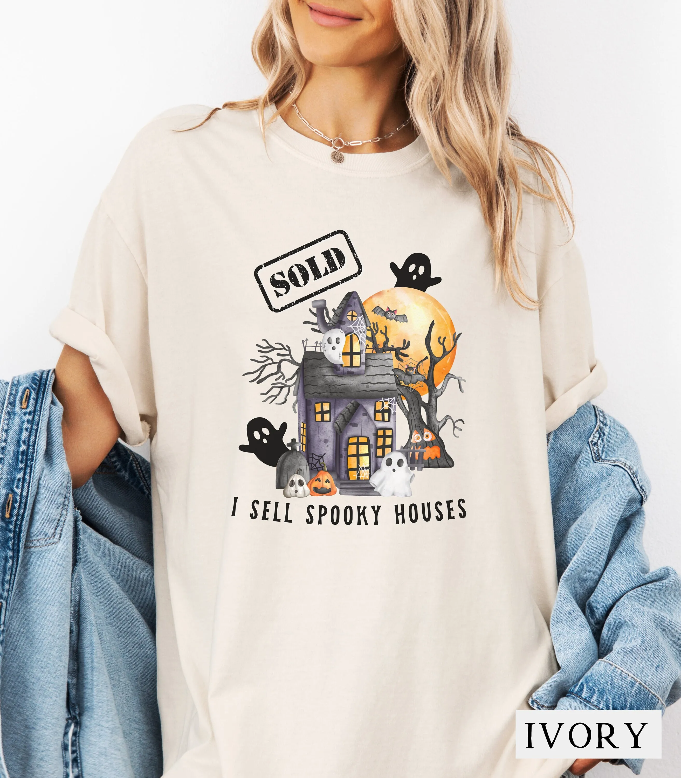 Realtor Spooky House T Shirt Ghost Haunted Funny Real Estate Humorous Halloween Fun