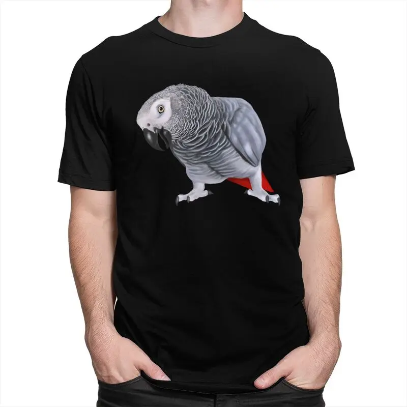 Custom African Grey Parrot T Shirt Men Short Sleeve 100% Cotton T-shirt Cockatiel Psittacine Bird Tees Streetwear Tshirts