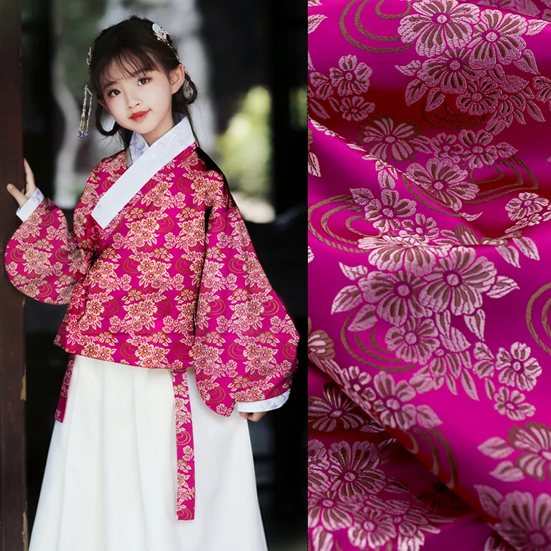 Cute satin fabric Hanfu children\'s clothing brocade fabrics per meters liqui dations for sewing dresses and robes