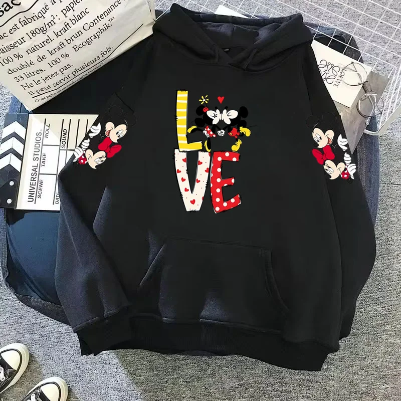 Sudadera con capucha de Mickey y Minnie Mouse para mujer, de manga larga Camisa con capucha, ropa Harajuku Y2k