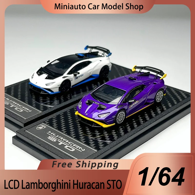 

New In Stock Lcd 1:64 Lamborghini Huracan Sto Alloy Miniature Diecas Model Lamborghini Sports Cover Magnetic Attachment Toy Gift