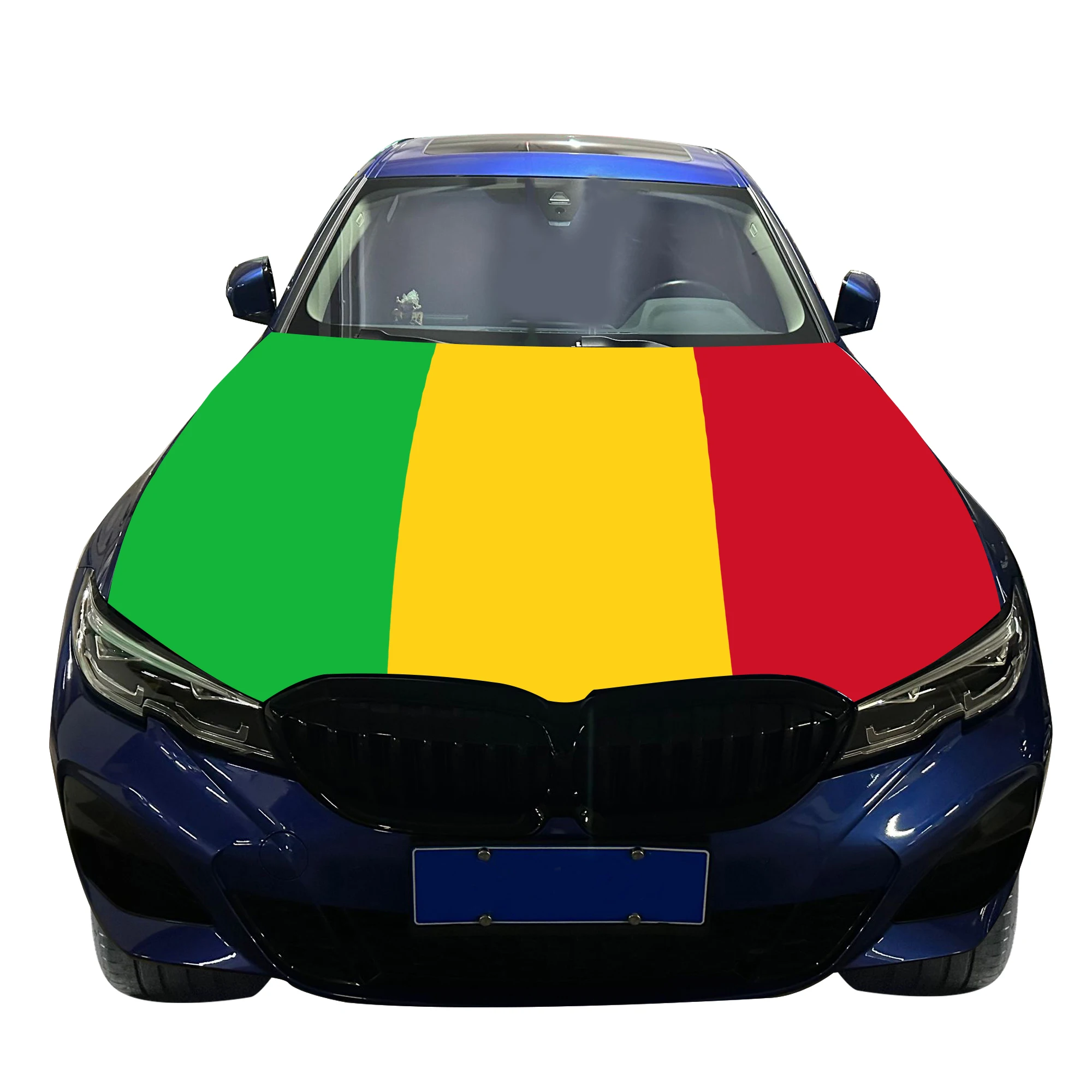 Mali Car Hood Cover Flag  Universal Size Elastic Polyester 120x150cm for Car Decor