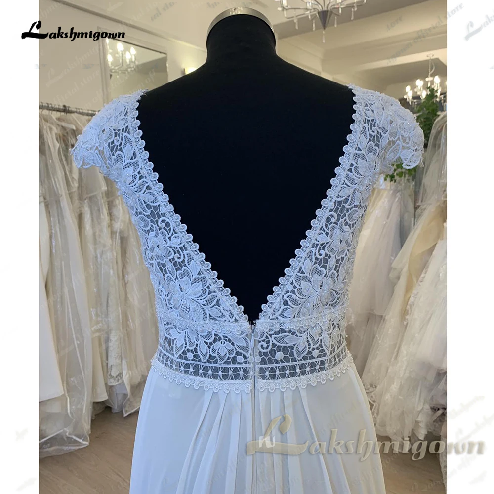 Lakshmigown Civil Boheme Cap Sleeve Lace Boho Bohemian Wedding Dress for Women 2024 Backless Chiffon Bridal Gown Custom Made