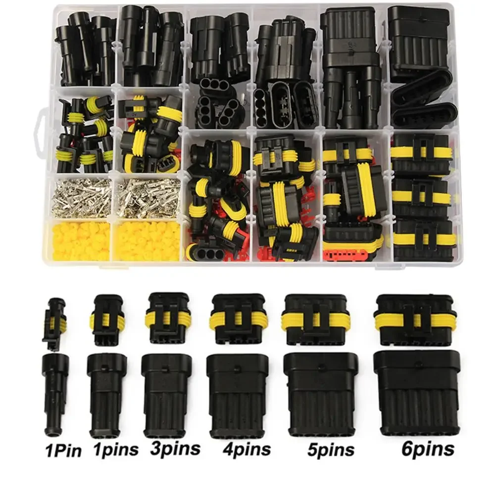 240/296/352/708pcs Kits de conectores elétricos à prova d'água 1/2/3/4 pinos HID Conjuntos de plugues de fio automotivo para carro caminhão motocicleta