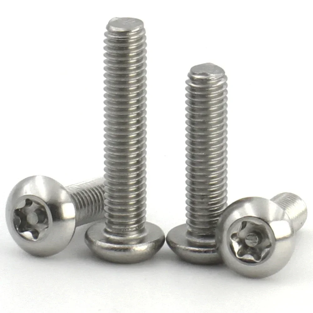 M2 M3 M4 M5 M6 M8 M10 304 Stainless Steel Round Head Six Lobe Torx Button Security Bolt With Pin Anti-theft Tamper Proof Screw