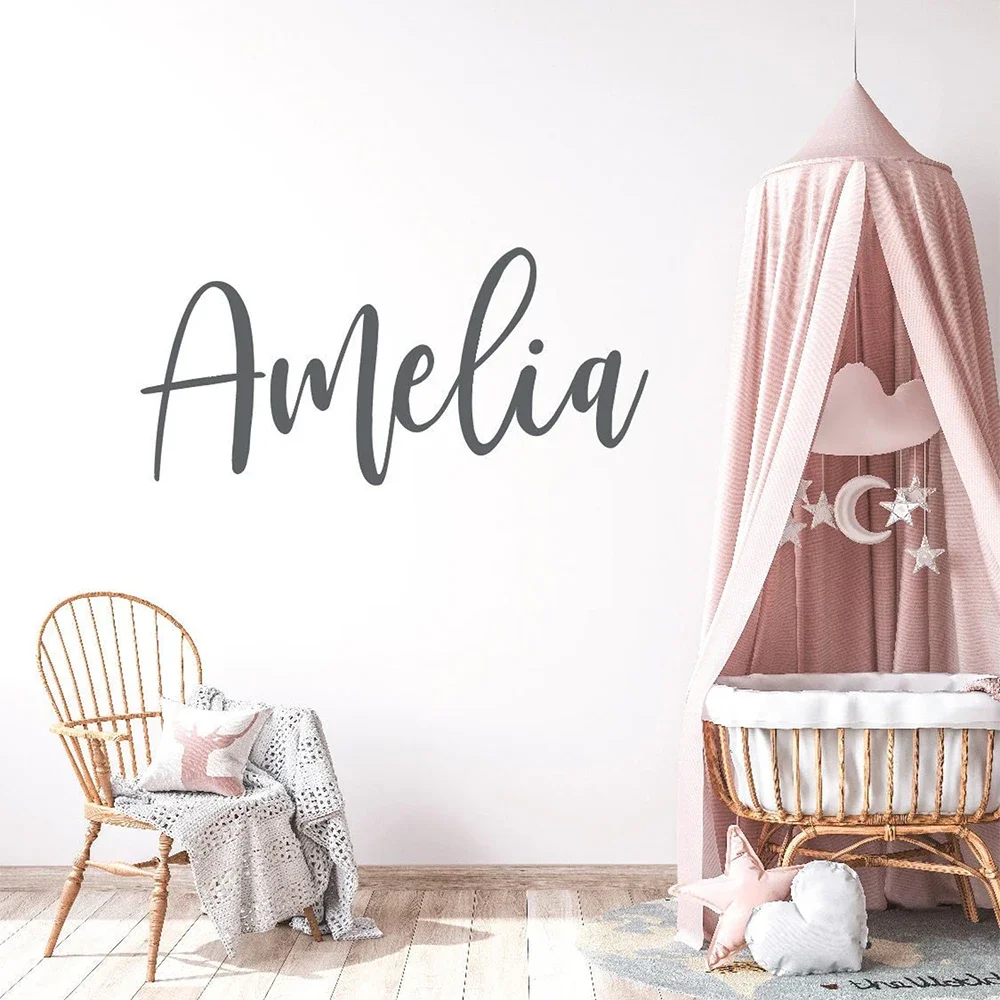 POOMOO Namens-Wandaufkleber, personalisierter Wandaufkleber für Jungen und Mädchen, Kinderzimmer-Dekoration, Vinyl-Wandaufkleber, Wandaufkleber für Schönheitssalons