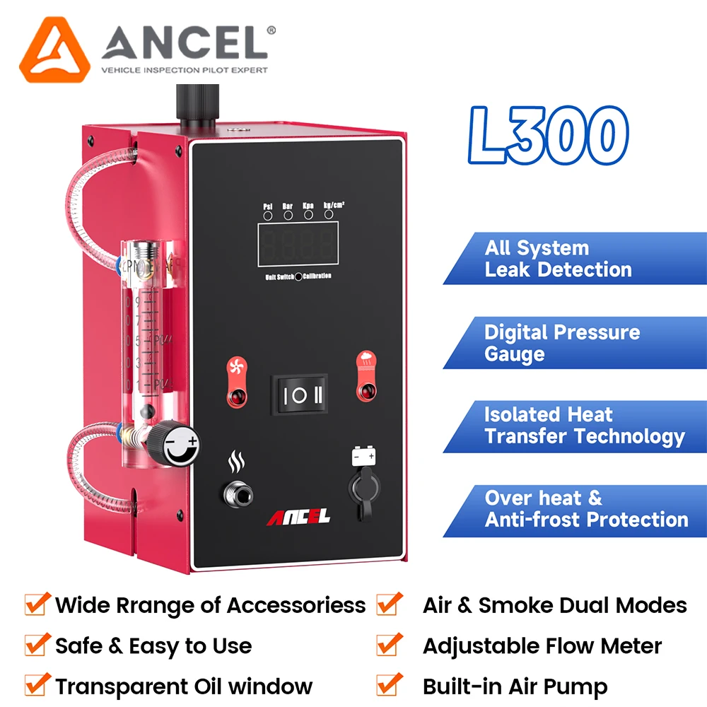 Macchina del fumo per auto con pompa d'aria incorporata ANCEL L300 Rilevatore di perdite di vuoto per autoveicoli Tester di fumo Sistema completo Diagnost di perdite di evap