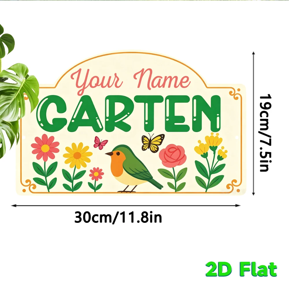 Custom Name Garden Cartoon Bird Metal Sign, Arched Retro Wall Plaque, Personalized Decor for Yard Backyard